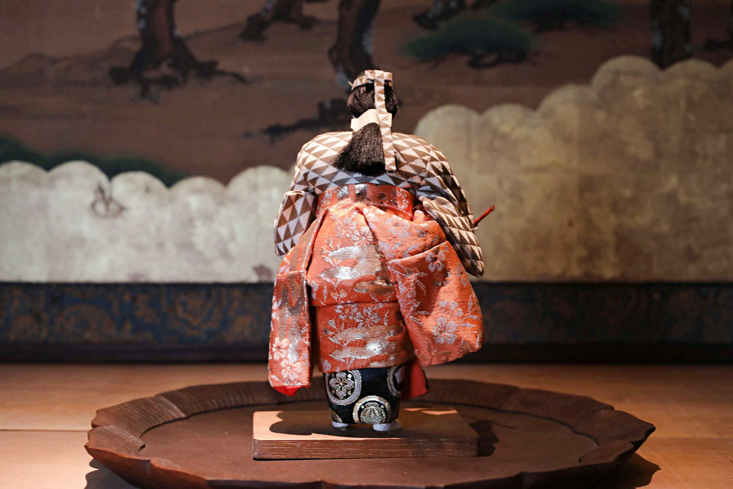 FINE! RARE! Japanese vintage Noh doll Hannya mask demon mask named "道成寺” made of wood and silk KIMONO for Gift H8.5×5.1in/H21.5×13cm