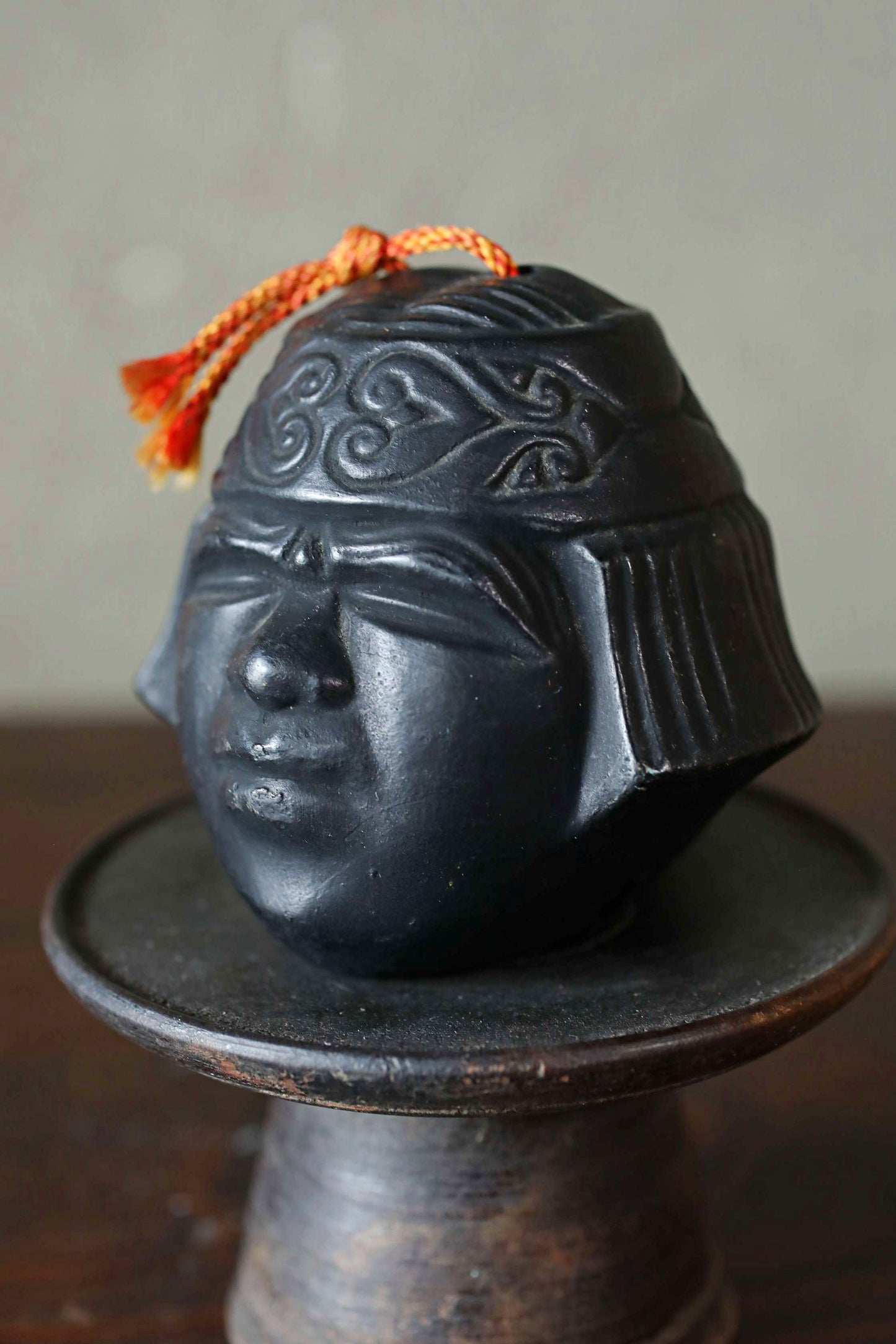 Japanese vintage pottery bell AINU indigenous peoples doll ornament Paper weight, Ornaments vintage small bell H3.3×3.3in/H8.3×8.5cm