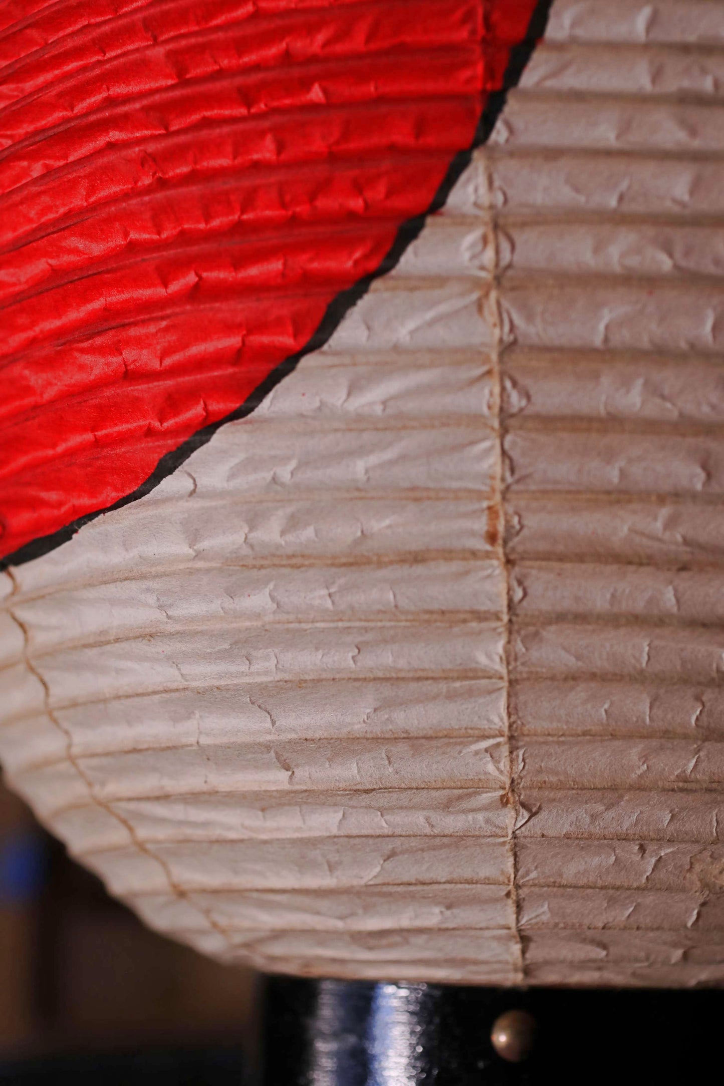 Japanese vintage hanging paper lantern with red circle Candle holder for the shrine Festival Light offered to God "chouchin" H16.1in/H41cm