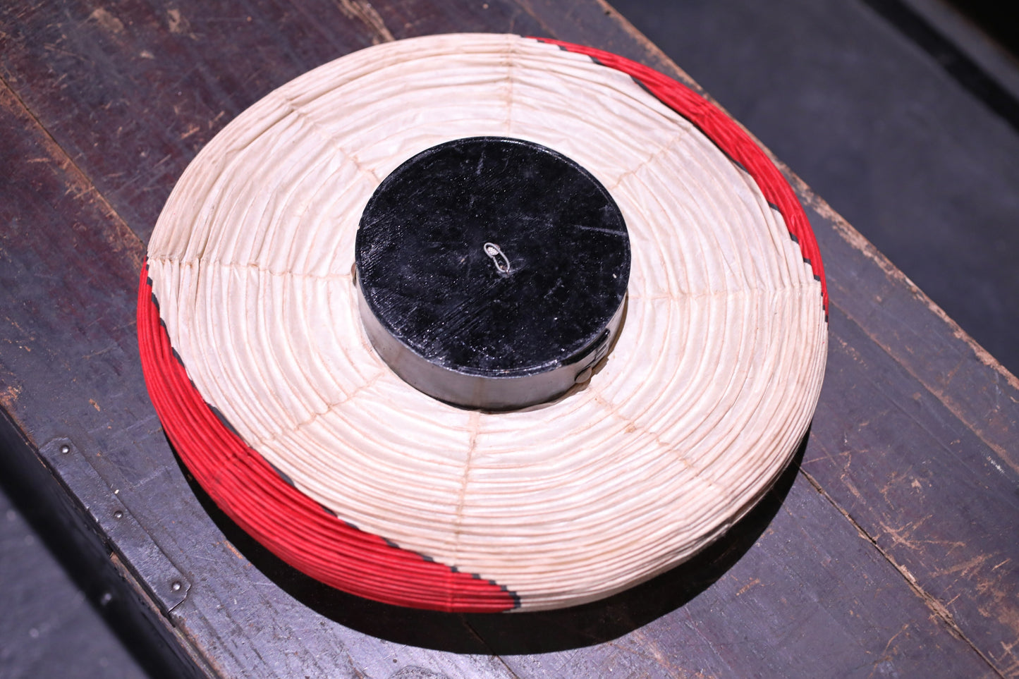 Japanese vintage hanging paper lantern with red circle Candle holder for the shrine Festival Light offered to God "chouchin" H16.1in/H41cm