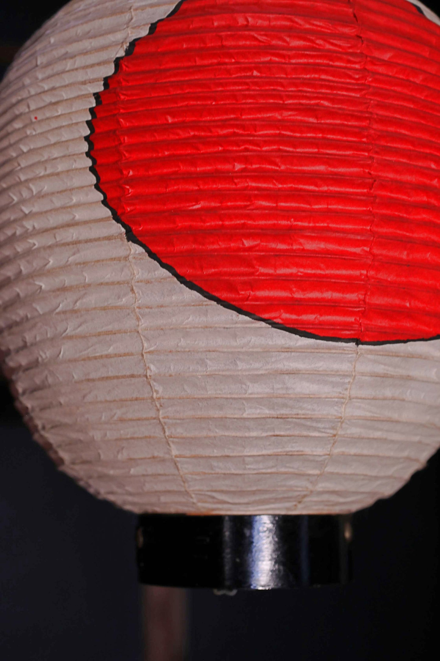 Japanese vintage hanging paper lantern with red circle Candle holder for the shrine Festival Light offered to God "chouchin" H16.1in/H41cm