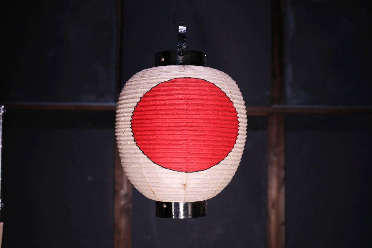 Japanese vintage hanging paper lantern with red circle Candle holder for the shrine Festival Light offered to God "chouchin" H16.1in/H41cm (コピー)