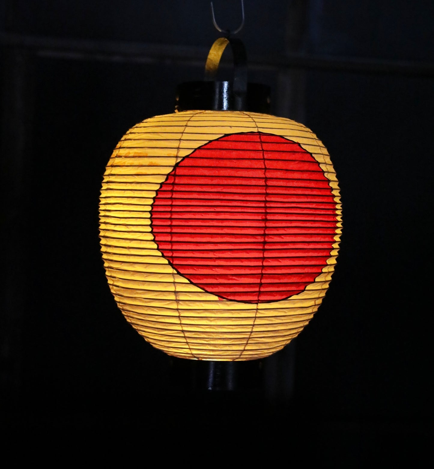 Japanese vintage hanging paper lantern with red circle Candle holder for the shrine Festival Light offered to God "chouchin" H16.1in/H41cm (コピー)