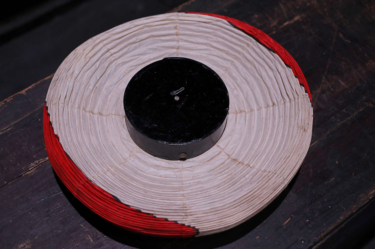 Japanese vintage hanging paper lantern with red circle Candle holder for the shrine Festival Light offered to God "chouchin" H16.1in/H41cm