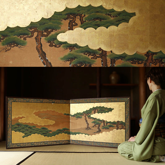 Japanese antiques 18th century folding screen