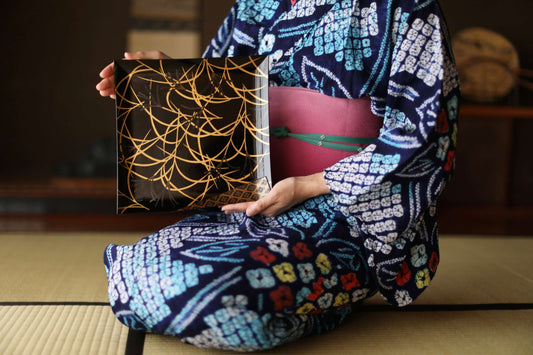 Lacquer Urushi- Antique Japanese Tray, MAKIE Gold Pampas Grass, 1800s Obon