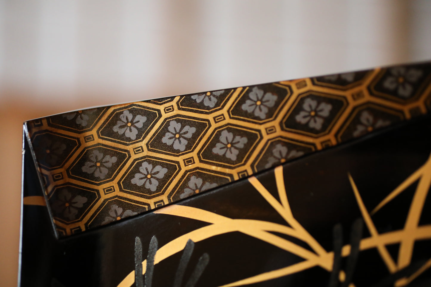 Lacquer Urushi- Antique Japanese Tray, MAKIE Gold Pampas Grass, 1800s Obon