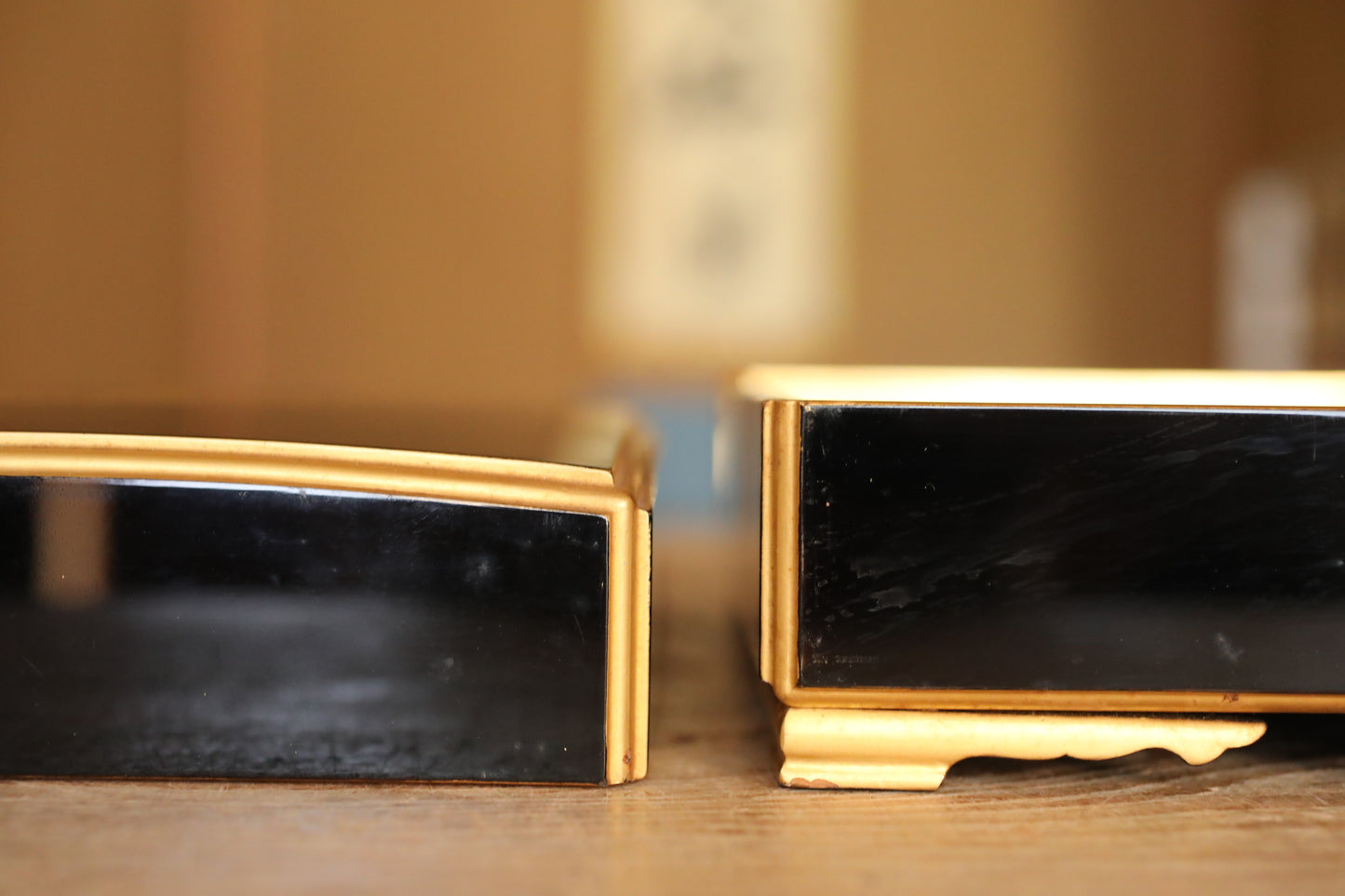 Japanese Maki-e Lacquer Box, Gold Wisteria Crest, Sutra Storage