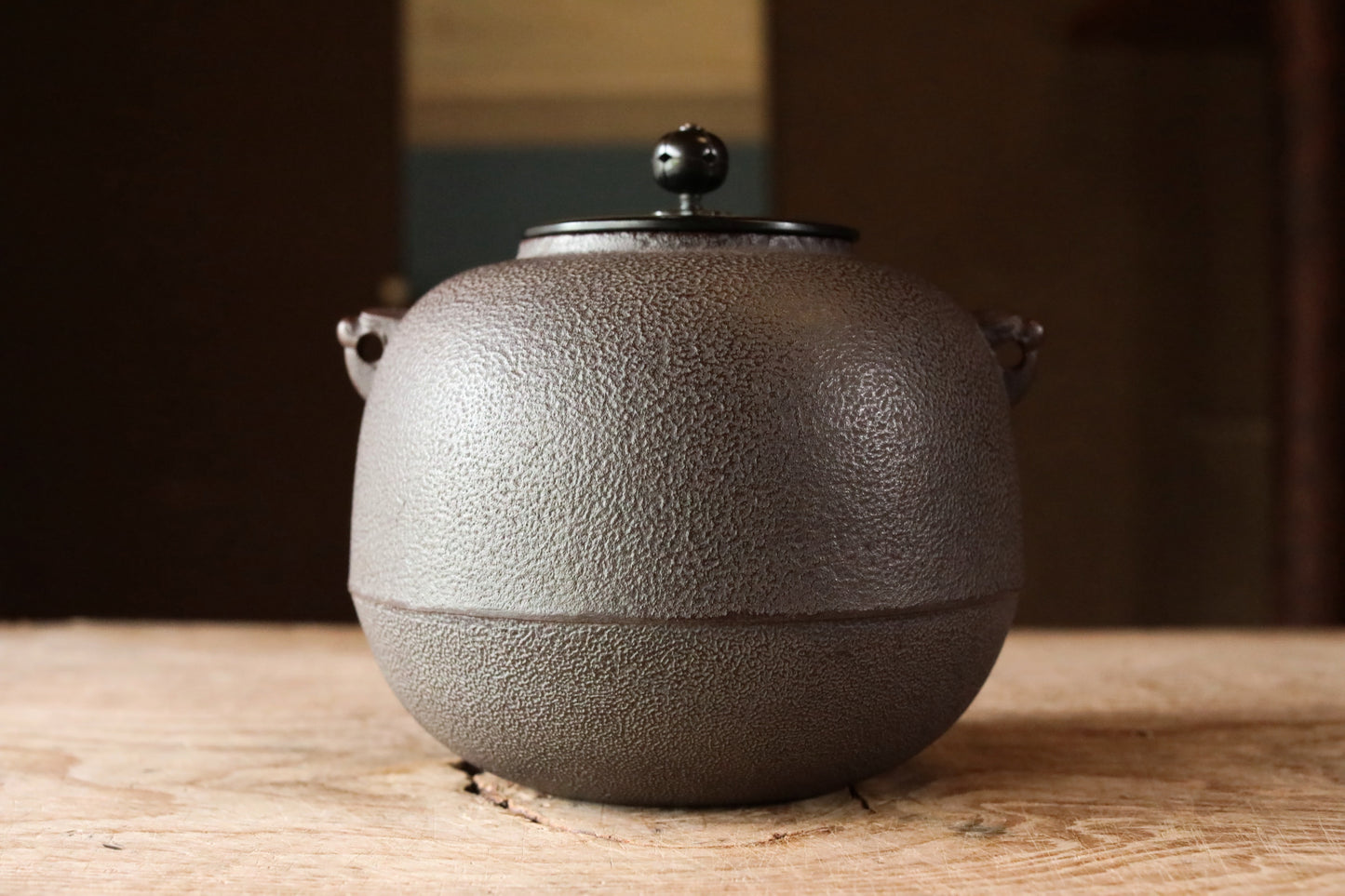FINE! Japanese vintage cast iron kettle with lid/handle smaller For Tea ceremony by Japanese Living National Treasures Chagama W6.3in/16cm
