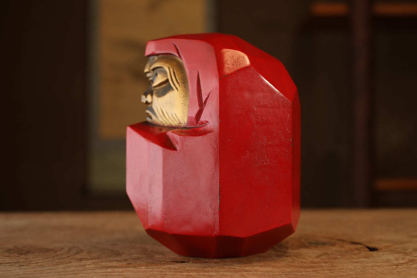 Daruma- Large Vintage Metal Figurine, Japanese Ornament (H8.7x7.1in/H22cm×18cm)