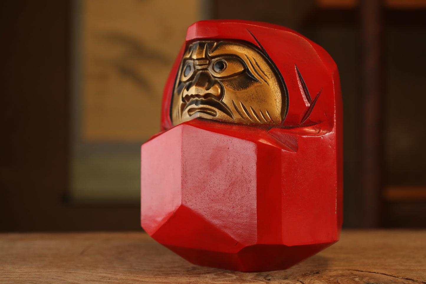 Daruma- Large Vintage Metal Figurine, Japanese Ornament (H8.7x7.1in/H22cm×18cm)