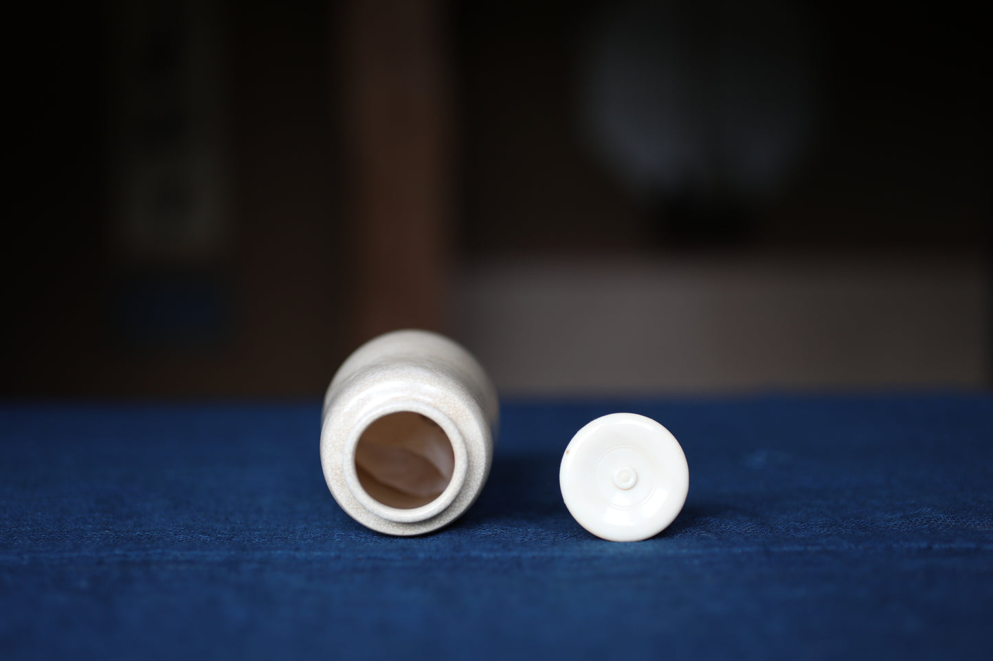 Vintage Japanese Matcha Caddy "肩衝茶入 Katatsuki Chaire"  with a silk bag, Tea Ceremony