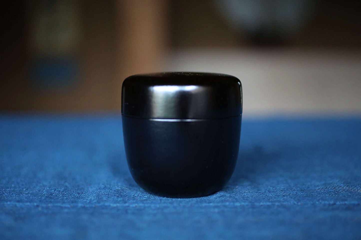 Vintage Wajima Rikyu Natsume Matcha Tea Caddy, all black Tea ceremony, Box