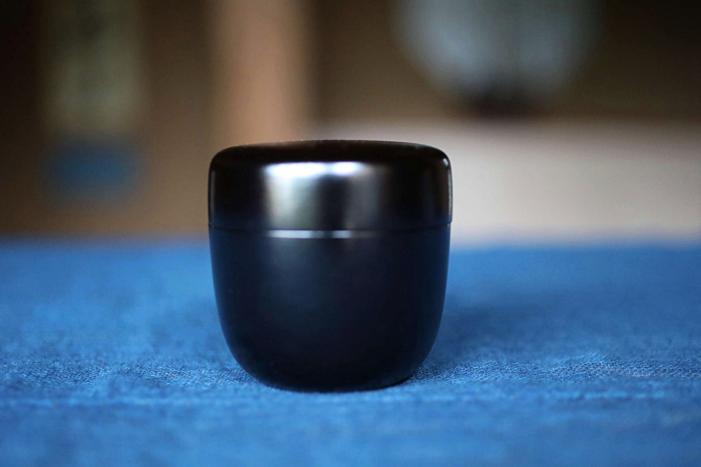 Vintage Wajima Rikyu Natsume Matcha Tea Caddy, all black Tea ceremony, Box