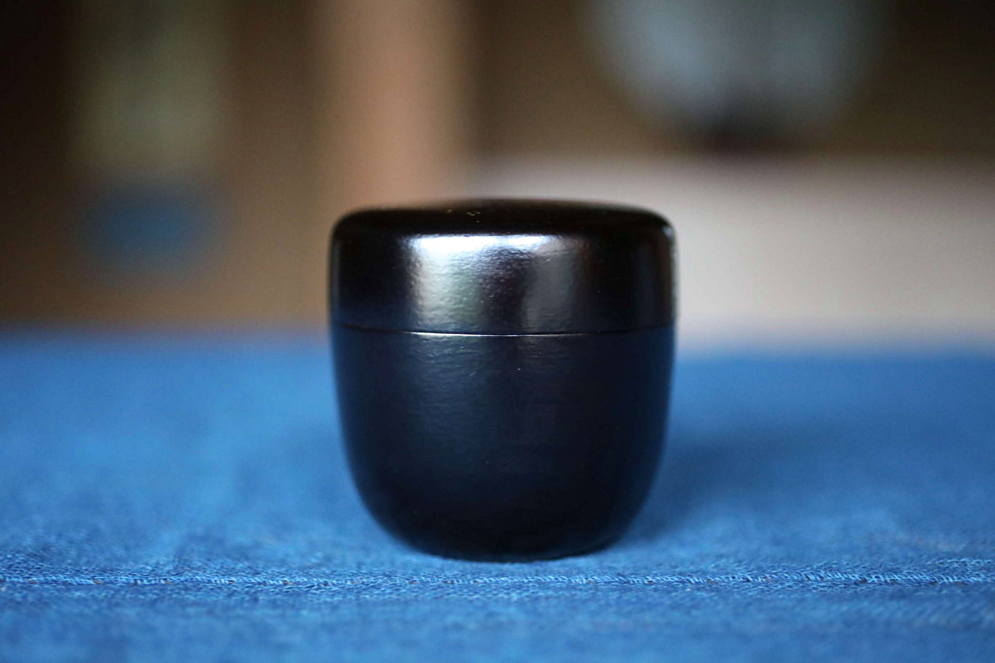 Vintage Wajima Rikyu Natsume Matcha Tea Caddy, all black Tea ceremony, Box