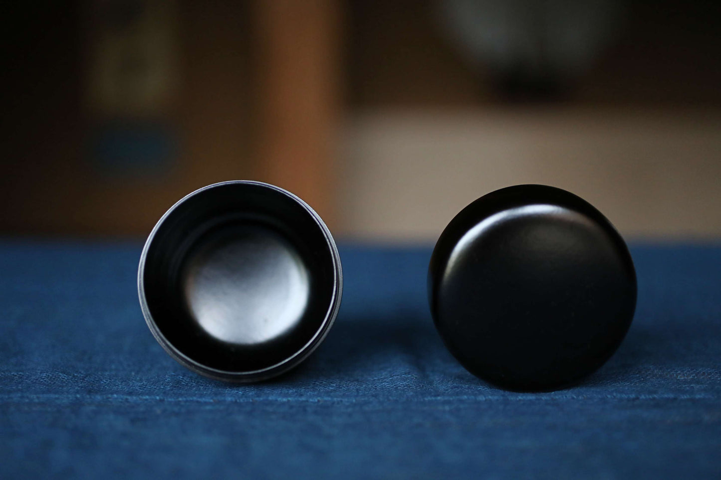 Vintage Wajima Rikyu Natsume Matcha Tea Caddy, all black Tea ceremony, Box