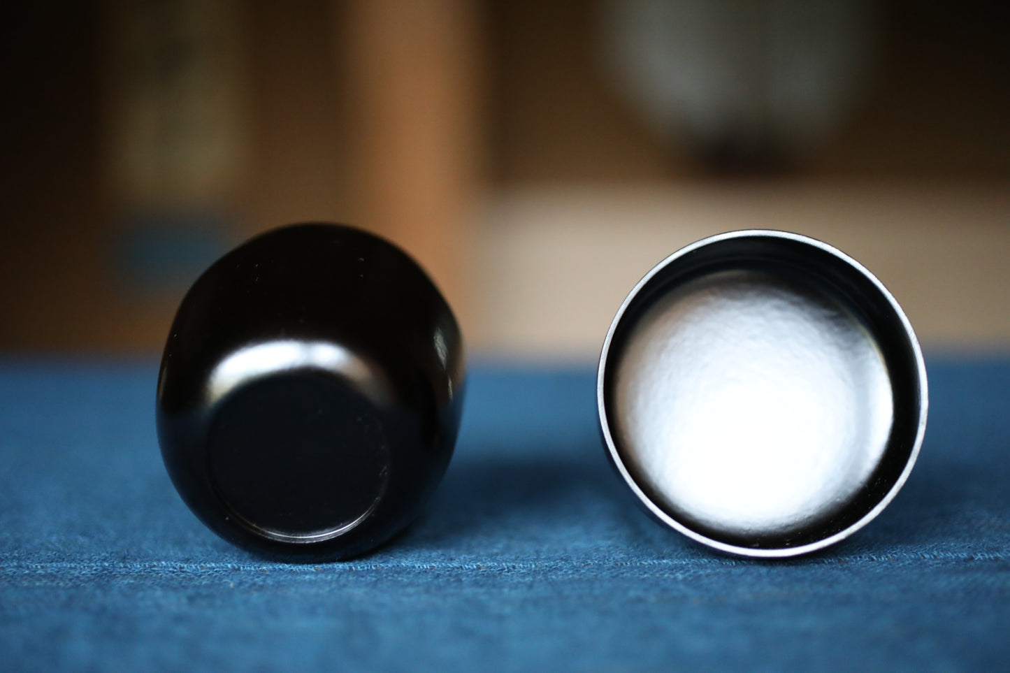 Vintage Wajima Rikyu Natsume Matcha Tea Caddy, all black Tea ceremony, Box