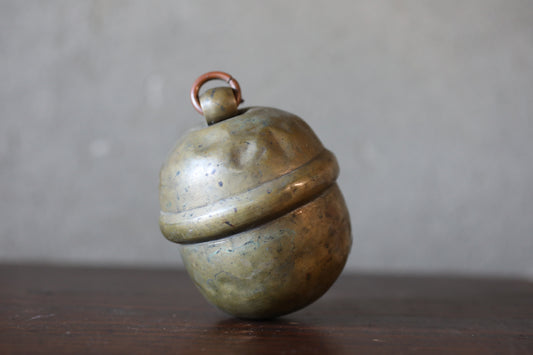 Japanese vintage Brass Bell 1930s shinto shrine hanging small bell made of brass rusting hand metal craft SUZU H4.3in/H11cm