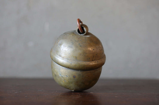 Japanese vintage Brass Bell 1930s shinto shrine hanging small bell made of brass rusting hand metal craft SUZU H4.3in/H11cm