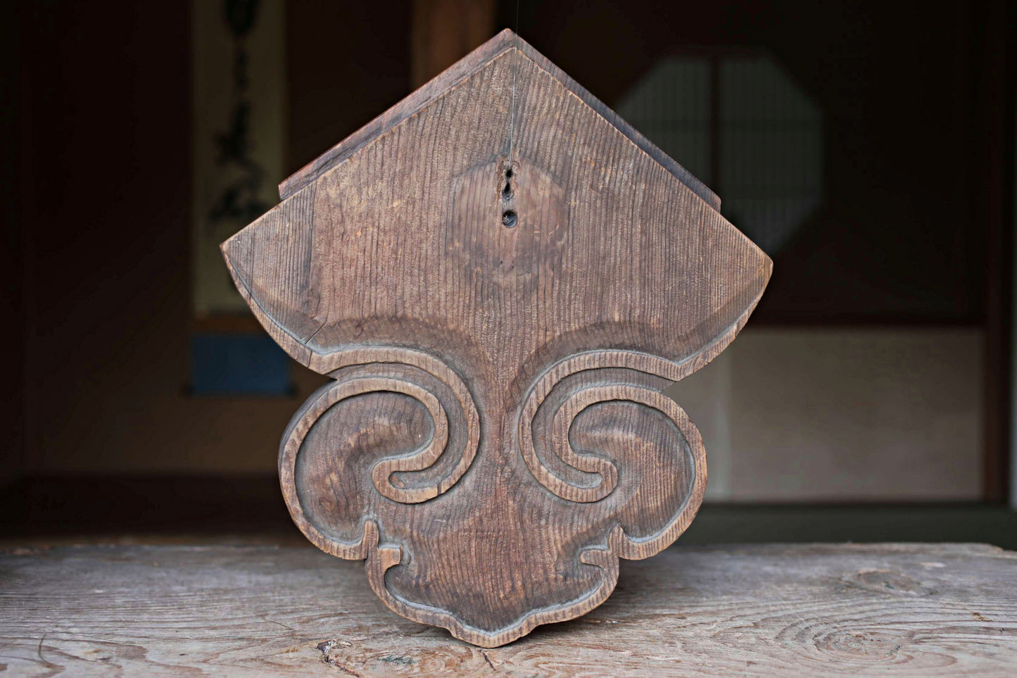 Antique Japanese Wood Carving Gegyo - Buddhist Temple Cloud Pedestal EDO