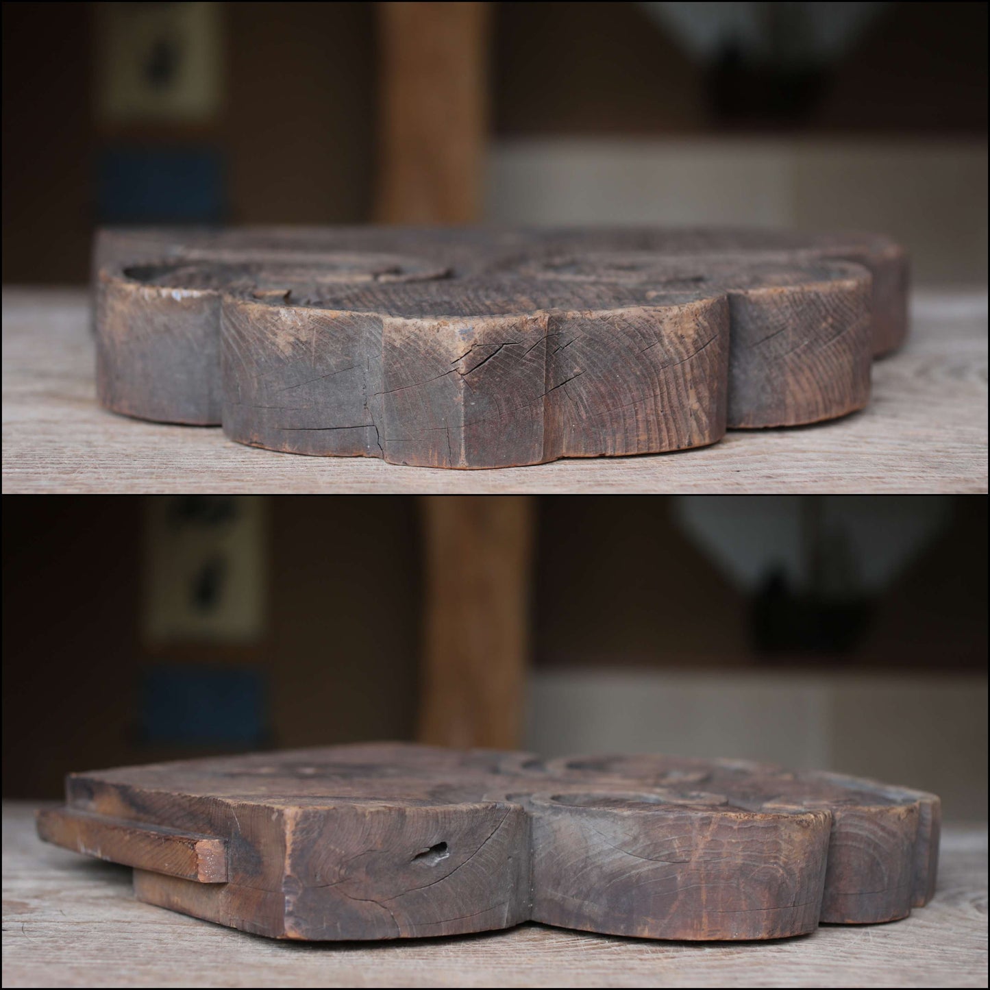 Antique Japanese Wood Carving Gegyo - Buddhist Temple Cloud Pedestal EDO