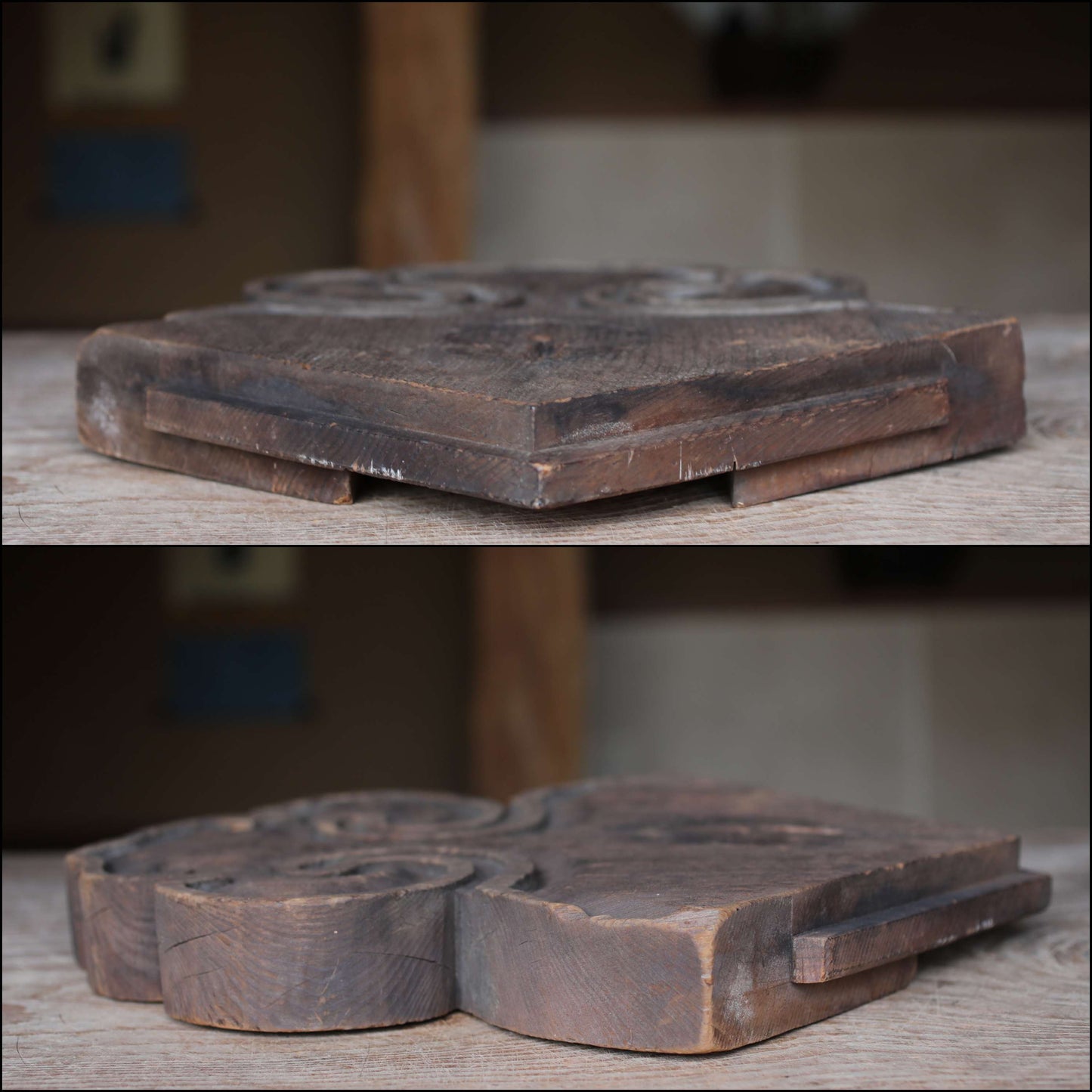 Antique Japanese Wood Carving Gegyo - Buddhist Temple Cloud Pedestal EDO