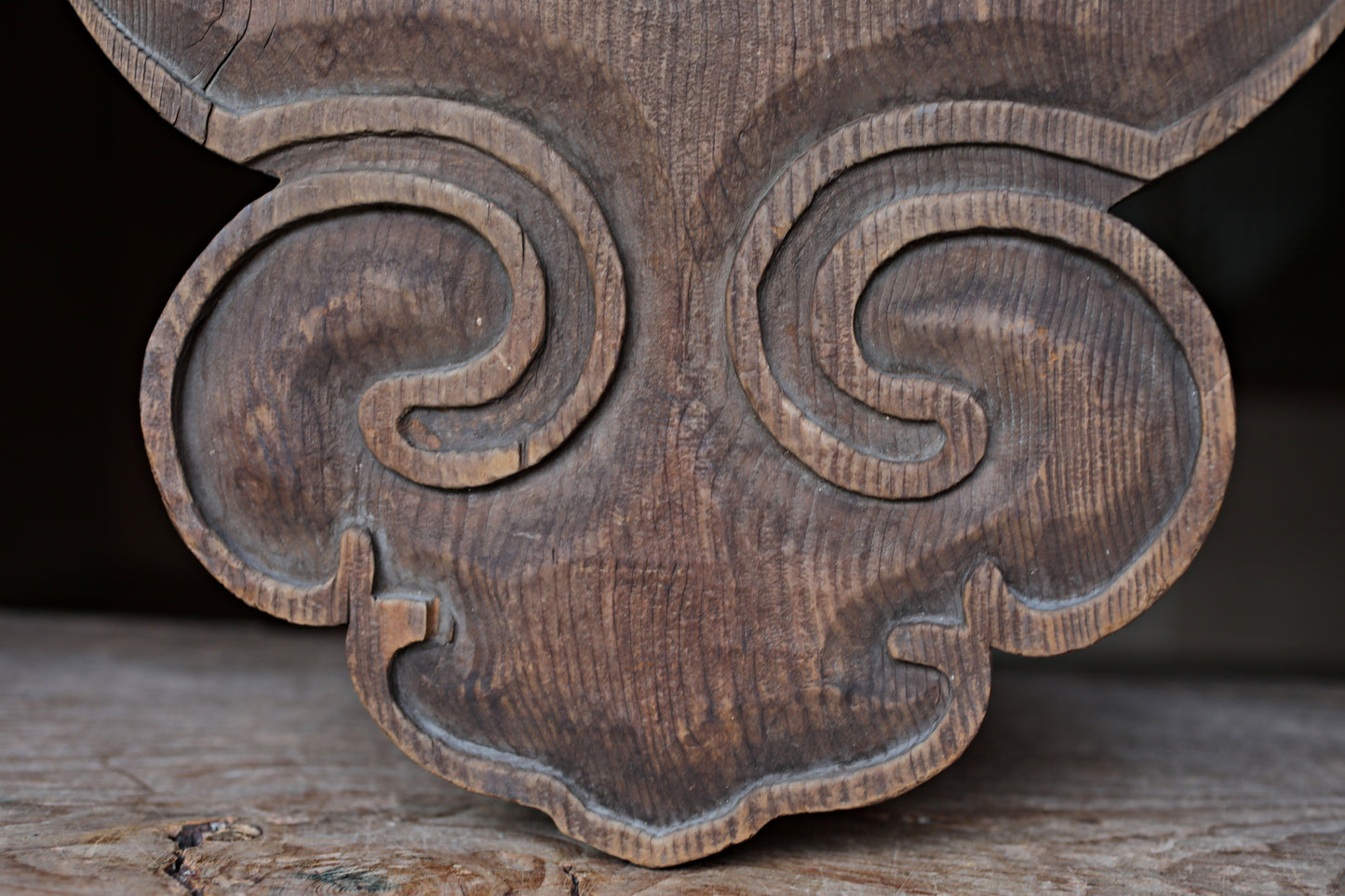 Antique Japanese Wood Carving Gegyo - Buddhist Temple Cloud Pedestal EDO
