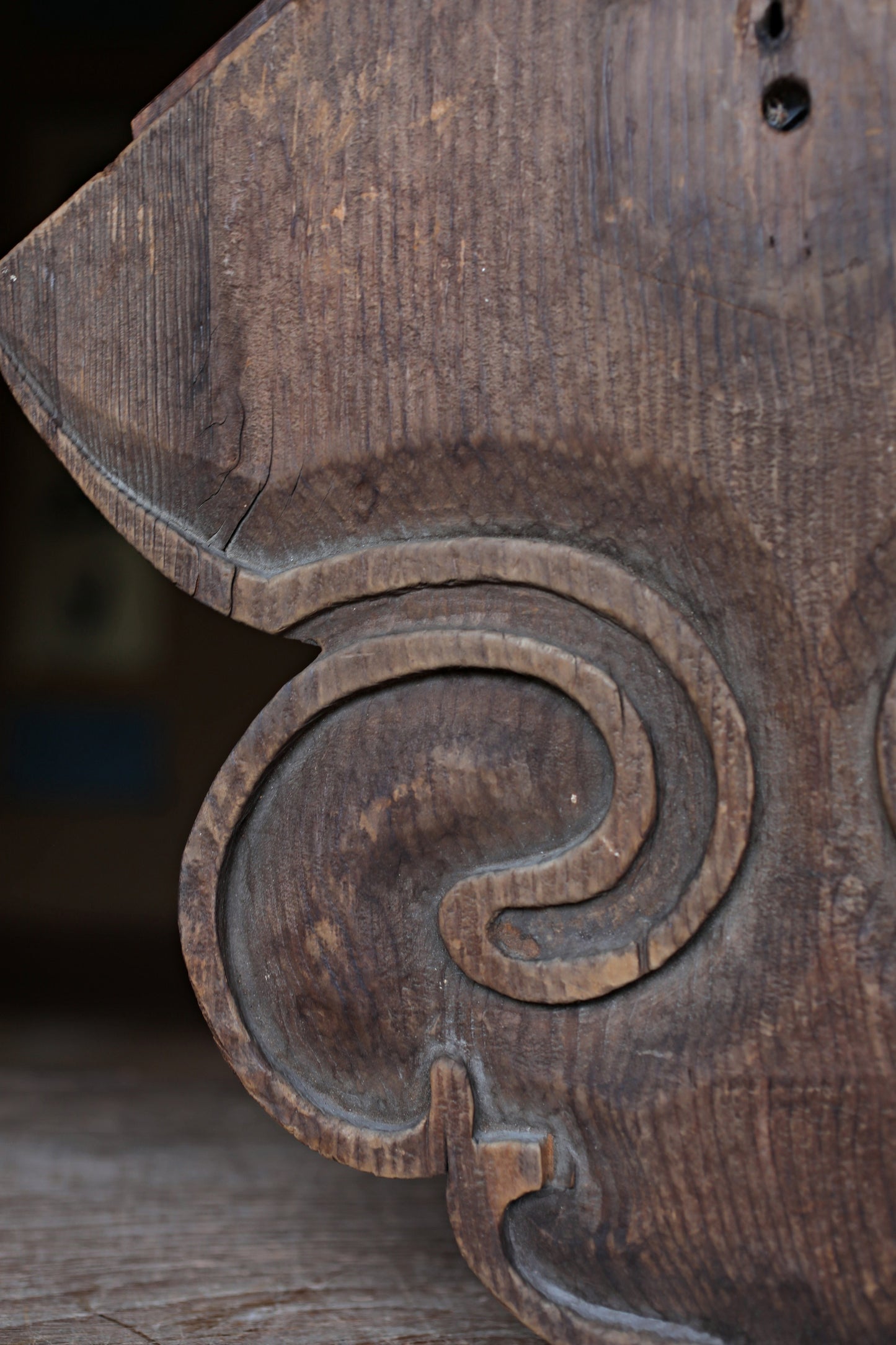 Antique Japanese Wood Carving Gegyo - Buddhist Temple Cloud Pedestal EDO