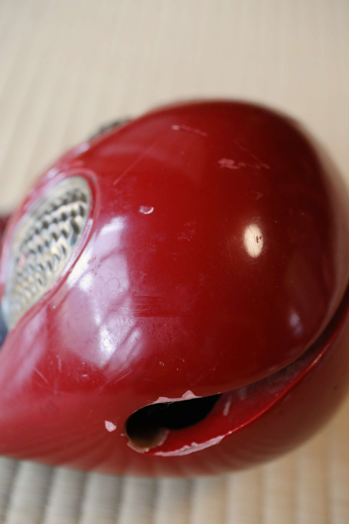 Wooden Fish drum gong"mokugyo" Buddhist tools red, black, gold lacquer with stick Japanese Chanting Musical Drum ornament H7.3in/H18.5cm