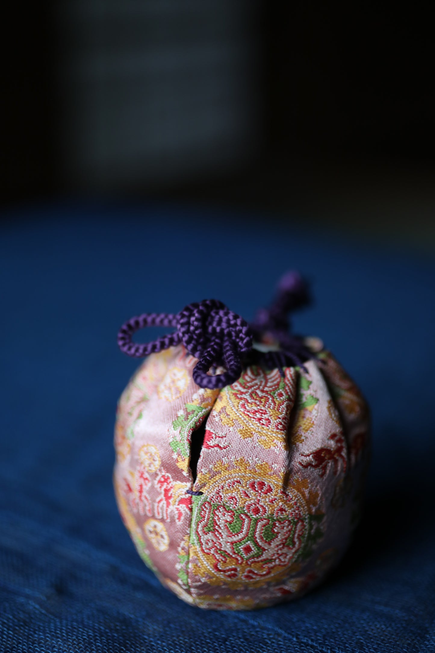 Vintage Japanese Matcha Caddy "文琳茶入 Bunrin Chaire"  with a silk bag, Tea Ceremony