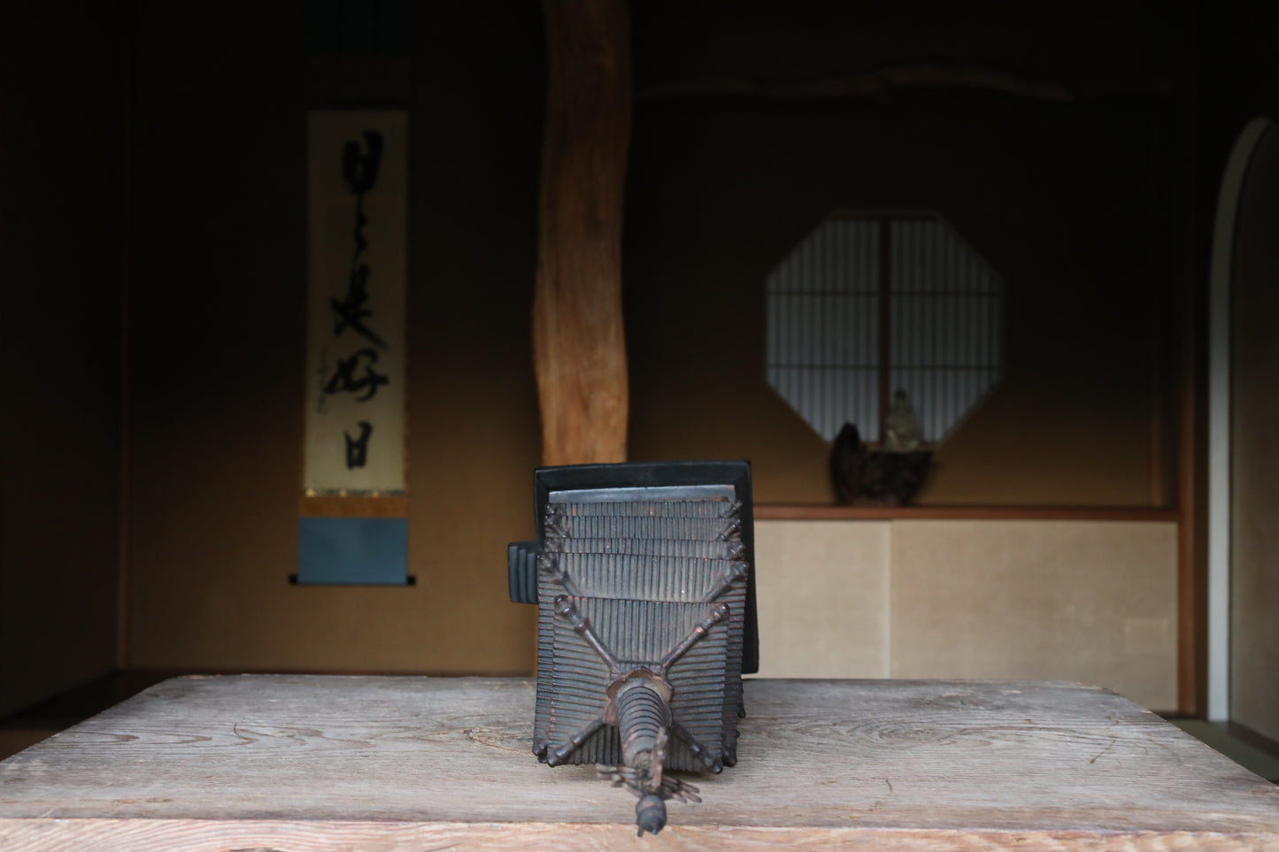 LARGE Japanese vintage cast iron five-storied Pagoda Buddhist architecture Kyoto design, Japanese metal interior H31.5×7.9in/H80×20cm