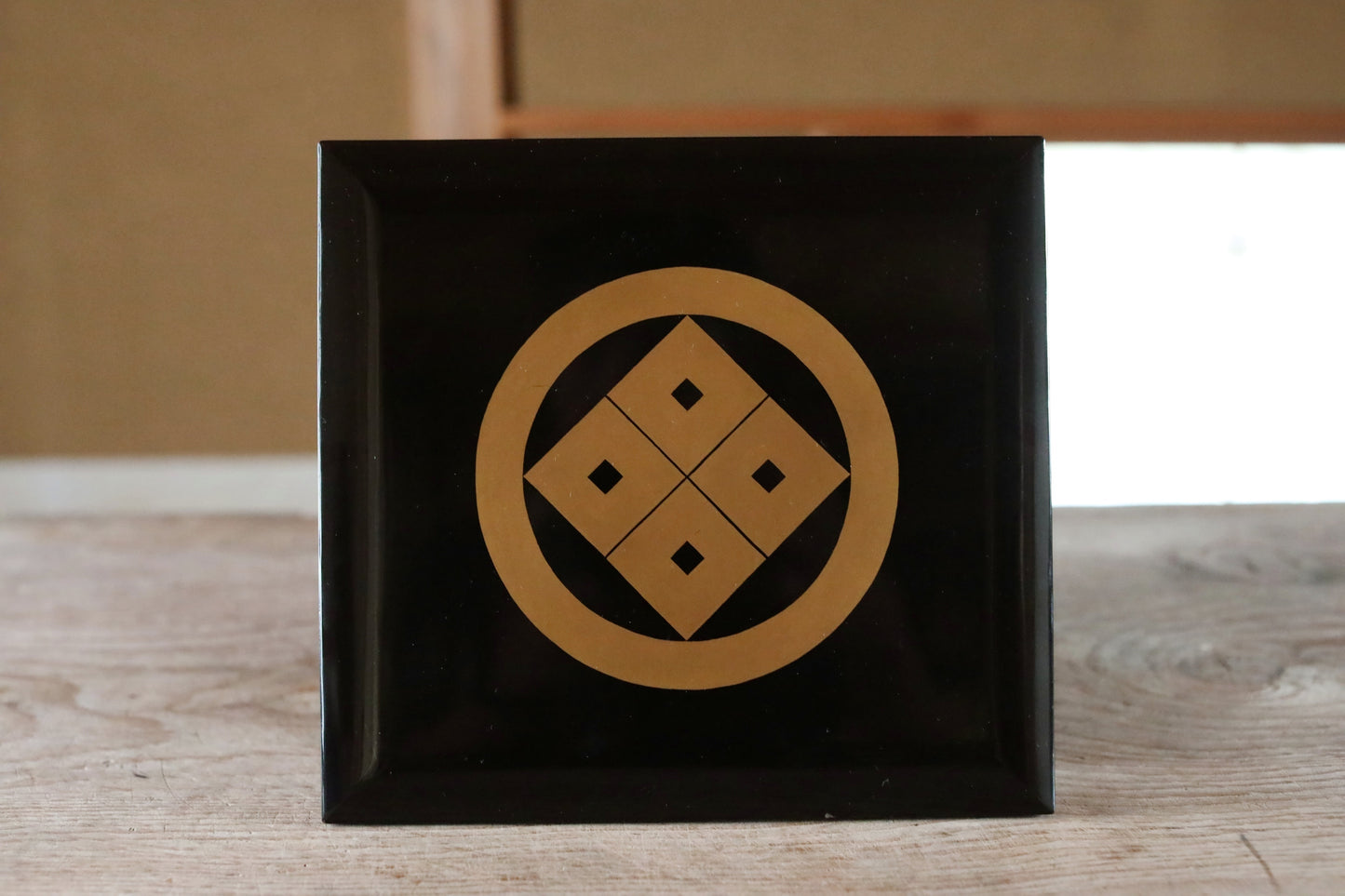 Japanese antique urushi lacquer WAJIMA Makie Jubako 1920s, storage box black/gold/red wooden Two-tiered boxes with gold crest, W9.4in/H24cm