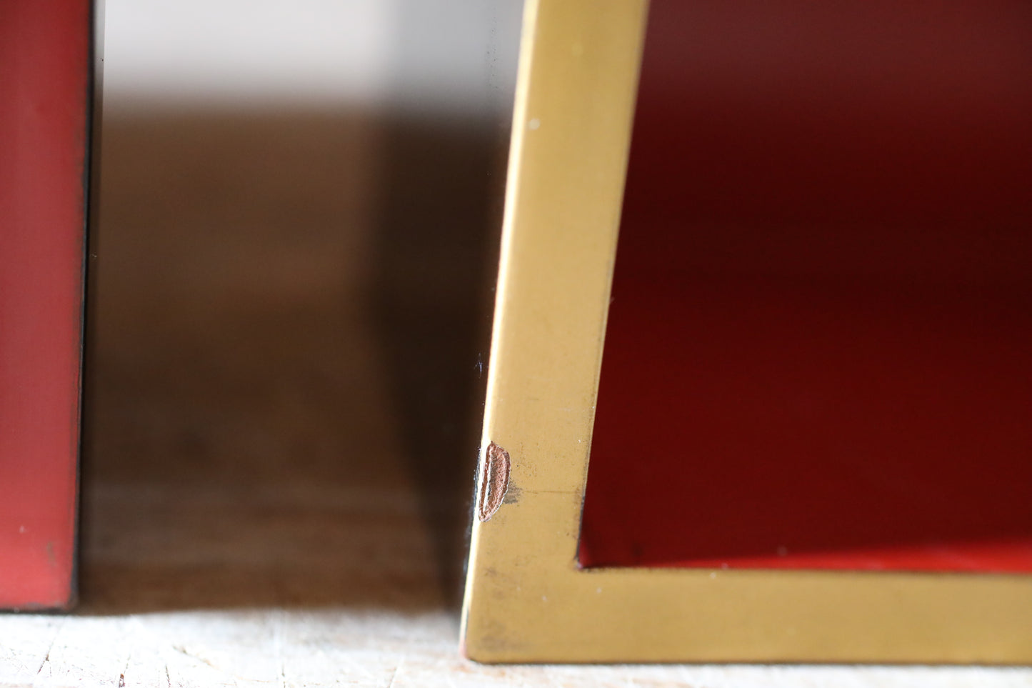 Japanese antique urushi lacquer WAJIMA Makie Jubako 1920s, storage box black/gold/red wooden Two-tiered boxes with gold crest, W9.4in/H24cm