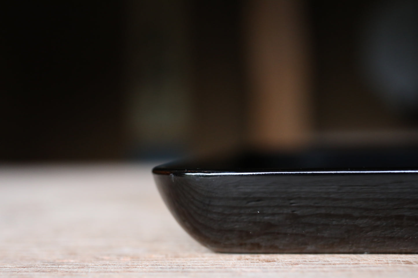 Japanese URUSHI lacquer square tray OBON black gold wisteria flower Family crest wooden tableware Tea ceremony Makie 13.1×9.1in/33.3×23.2cm