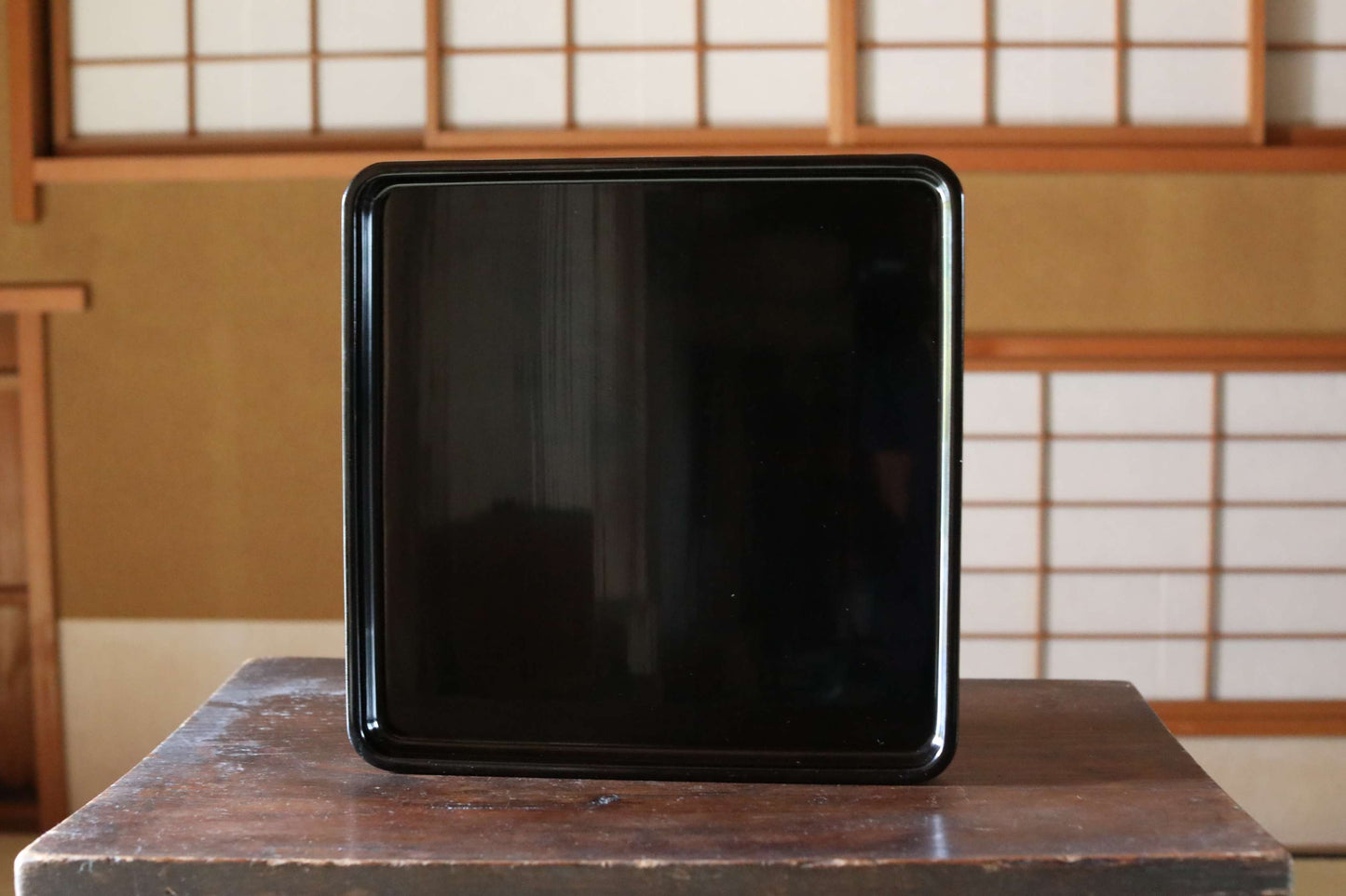 Japanese Urushi Lacquer Tray, 1920s Obon Tea Ceremony Ozen (14.4x14.4in)