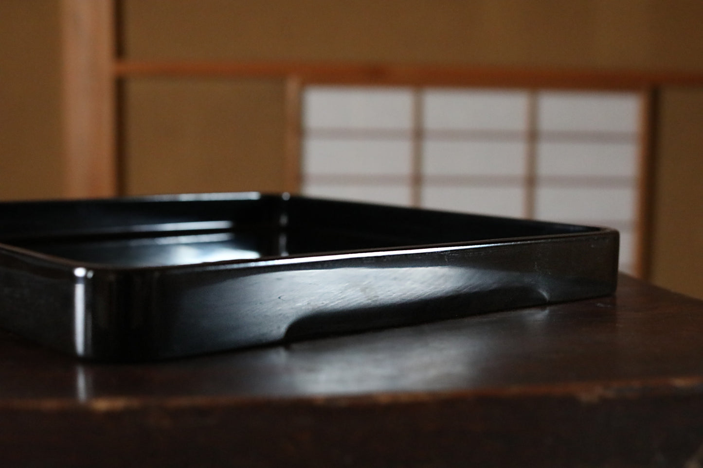 Japanese 1920s black URUSHI lacquer square tray OBON red urushi wooden tableware Tea ceremony OZEN 14.4×14.4in/36.5×36.5cm