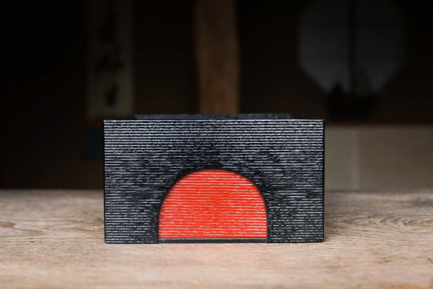 Japanese furniture Small lacquer Chest of drawers "tansu" red & black urushi lacquer  wood hand craft H4.7×W8.3×10.2in/H12×21×26cm