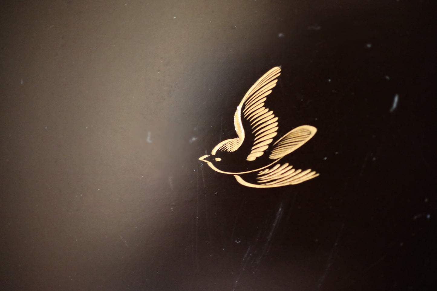 Japanese vintage Urushi Lacquer wooden tray with MAKIE gold little birds Ozen/Obon/ with low legs Japanese furniture 1960s 9.4in/24cm