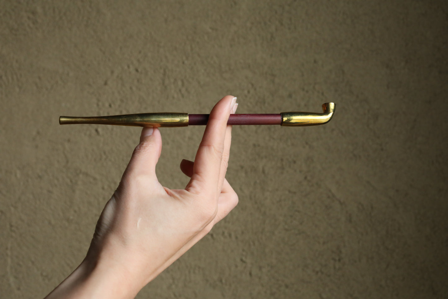 Pipe- Japanese vintage tobacco smoking bamboo and brass gold/Box (7.8in/19.8cm)