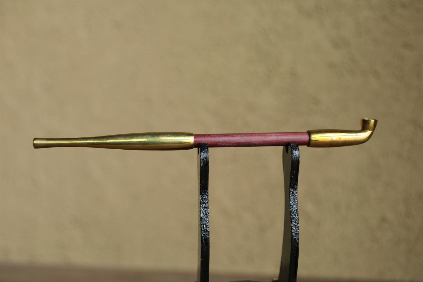 Pipe- Japanese vintage tobacco smoking bamboo and brass gold/Box (7.8in/19.8cm)