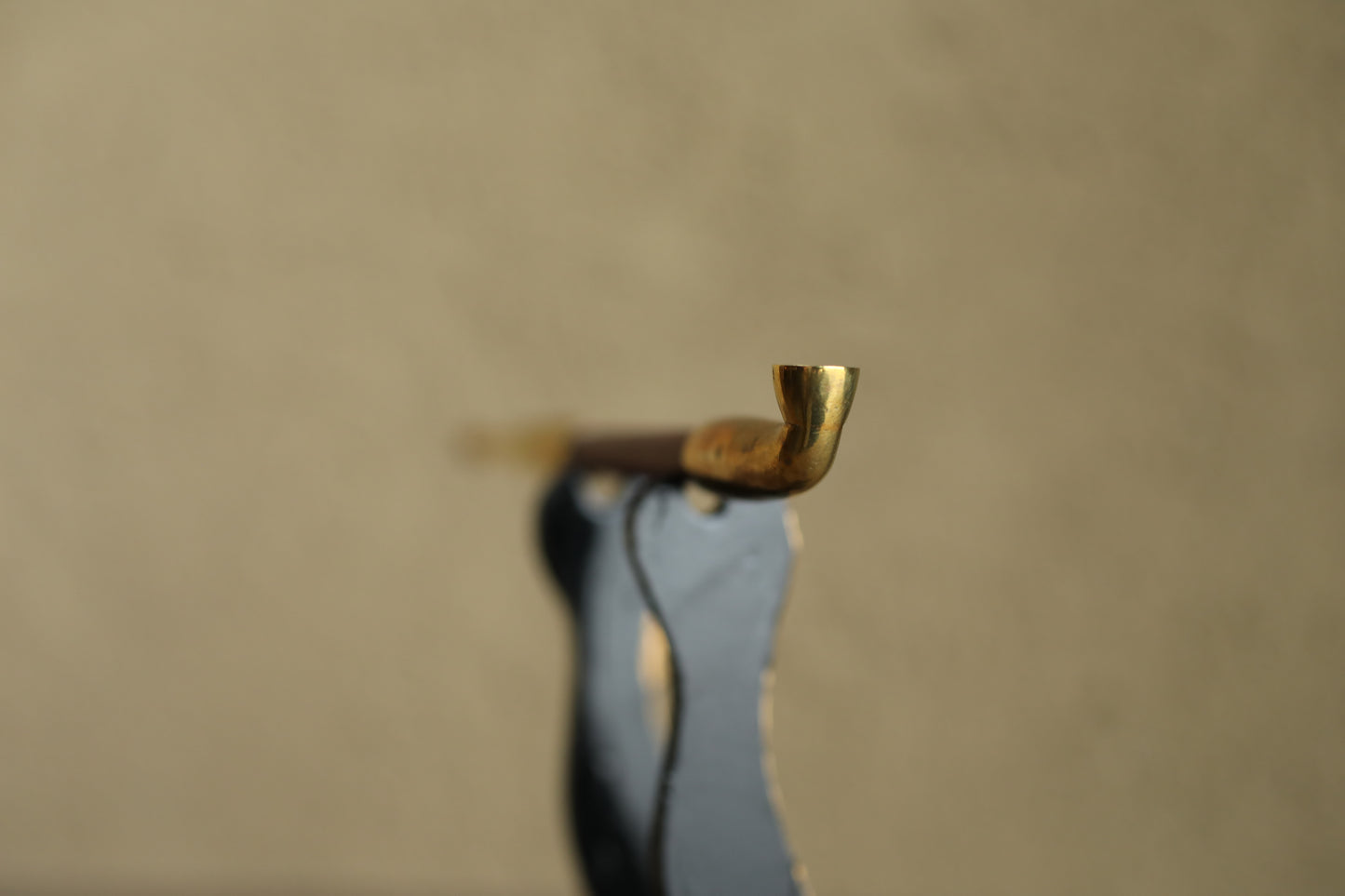 Pipe- Japanese vintage tobacco smoking bamboo and brass gold/Box (7.8in/19.8cm)