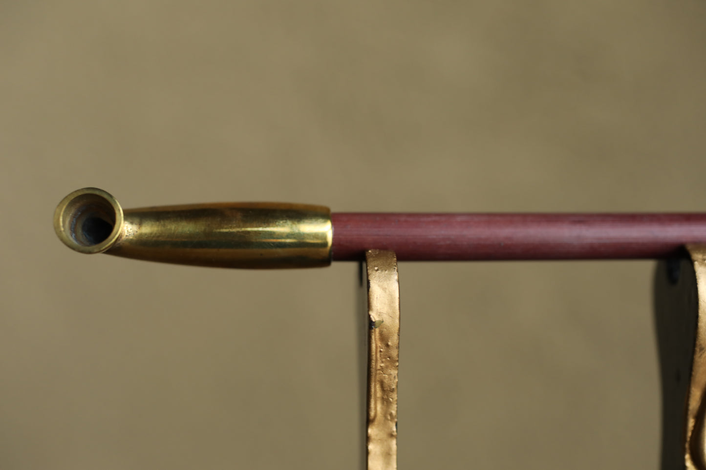 Pipe- Japanese vintage tobacco smoking bamboo and brass gold/Box (7.8in/19.8cm)