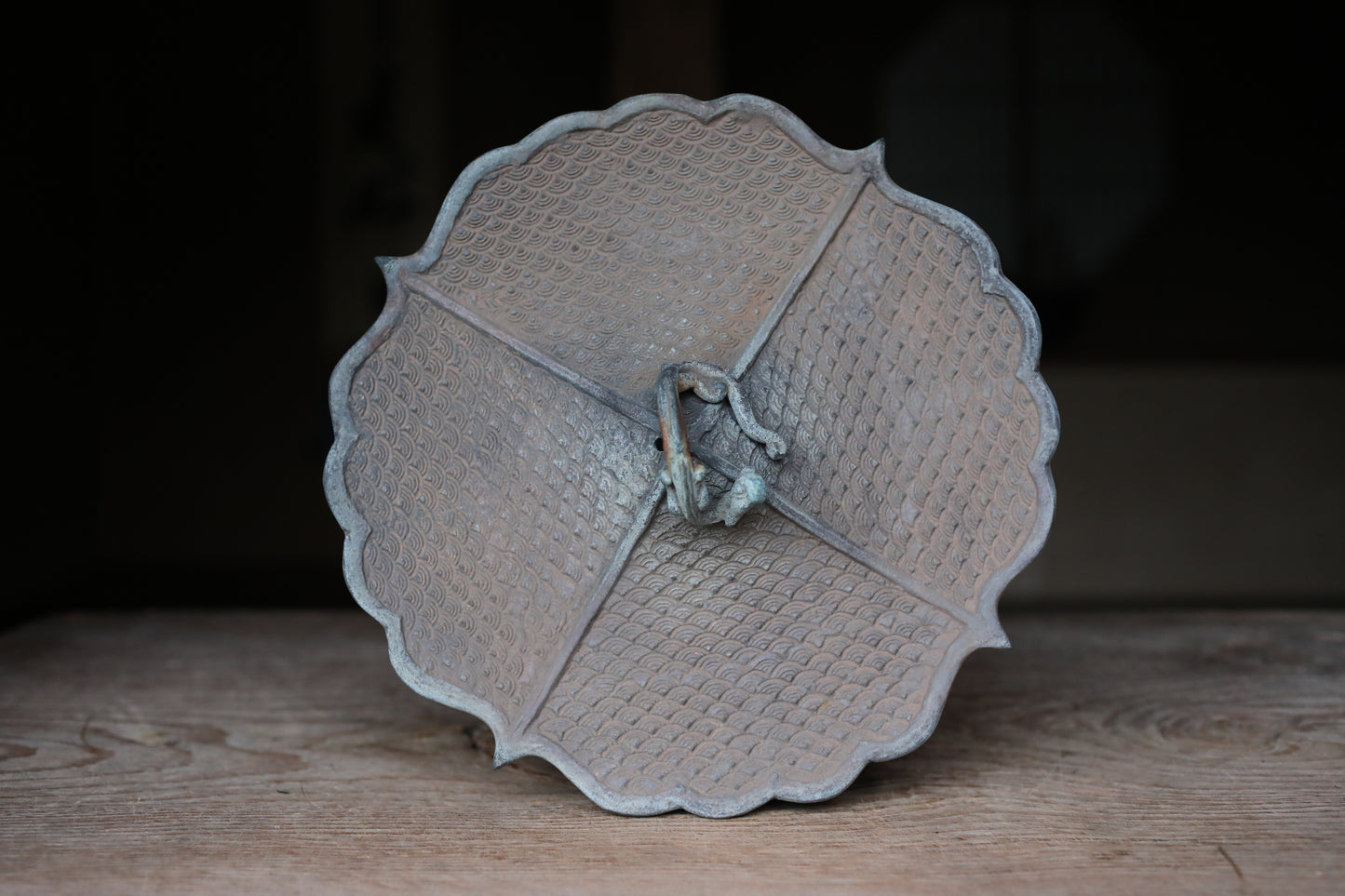 FINE! Japanese antique bronze Lantern, garden lamp, Hanging or Standing Lantern Tsuridoro with dragon cloud open work H11.4in/H29cm