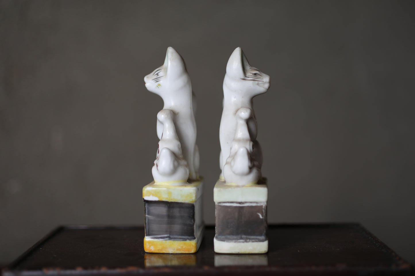 Vintage Japanese Porcelain Kitsune Fox Dolls, Shinto Shrine Altar Art