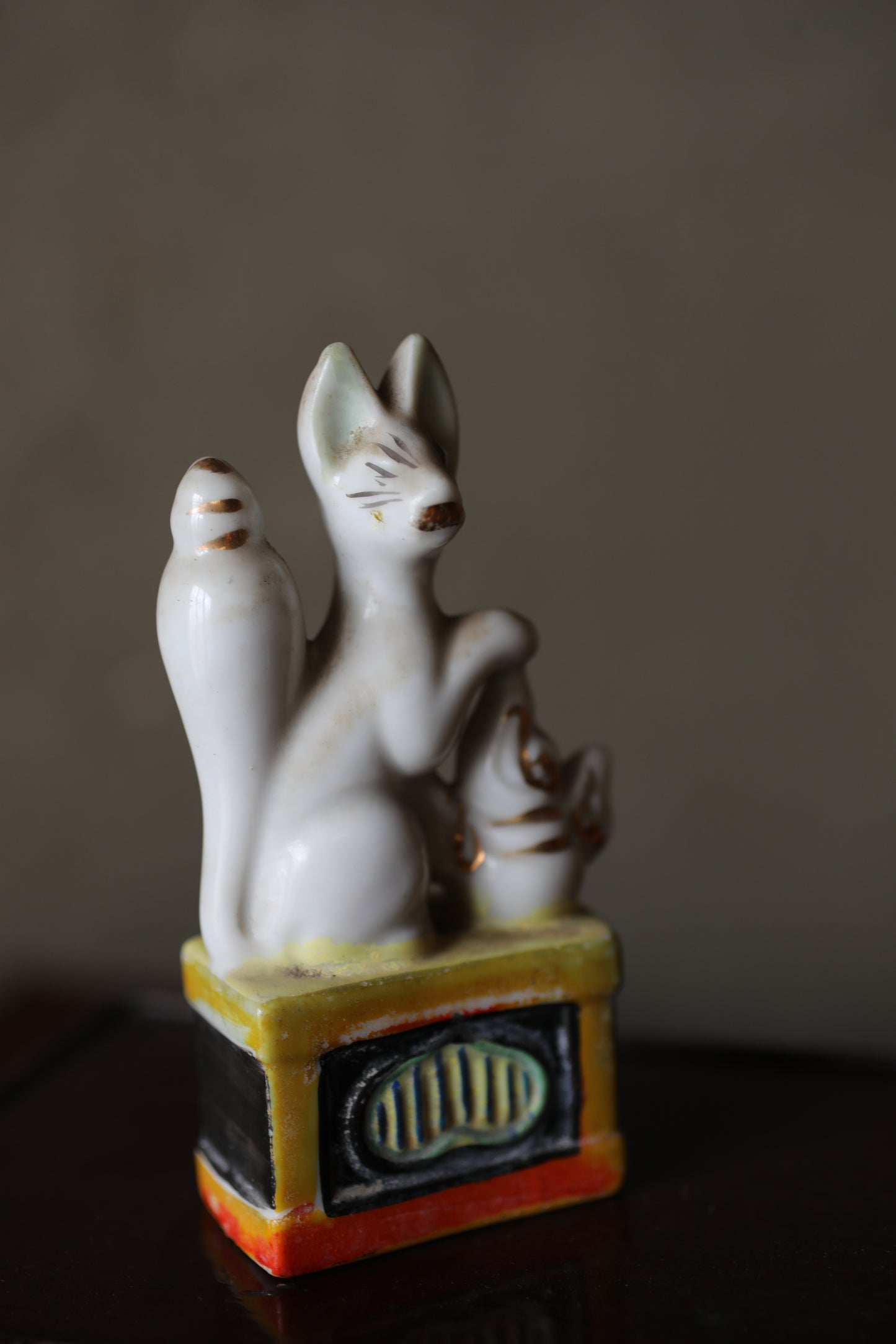 Vintage Japanese Porcelain Kitsune Fox Dolls, Shinto Shrine Altar Art