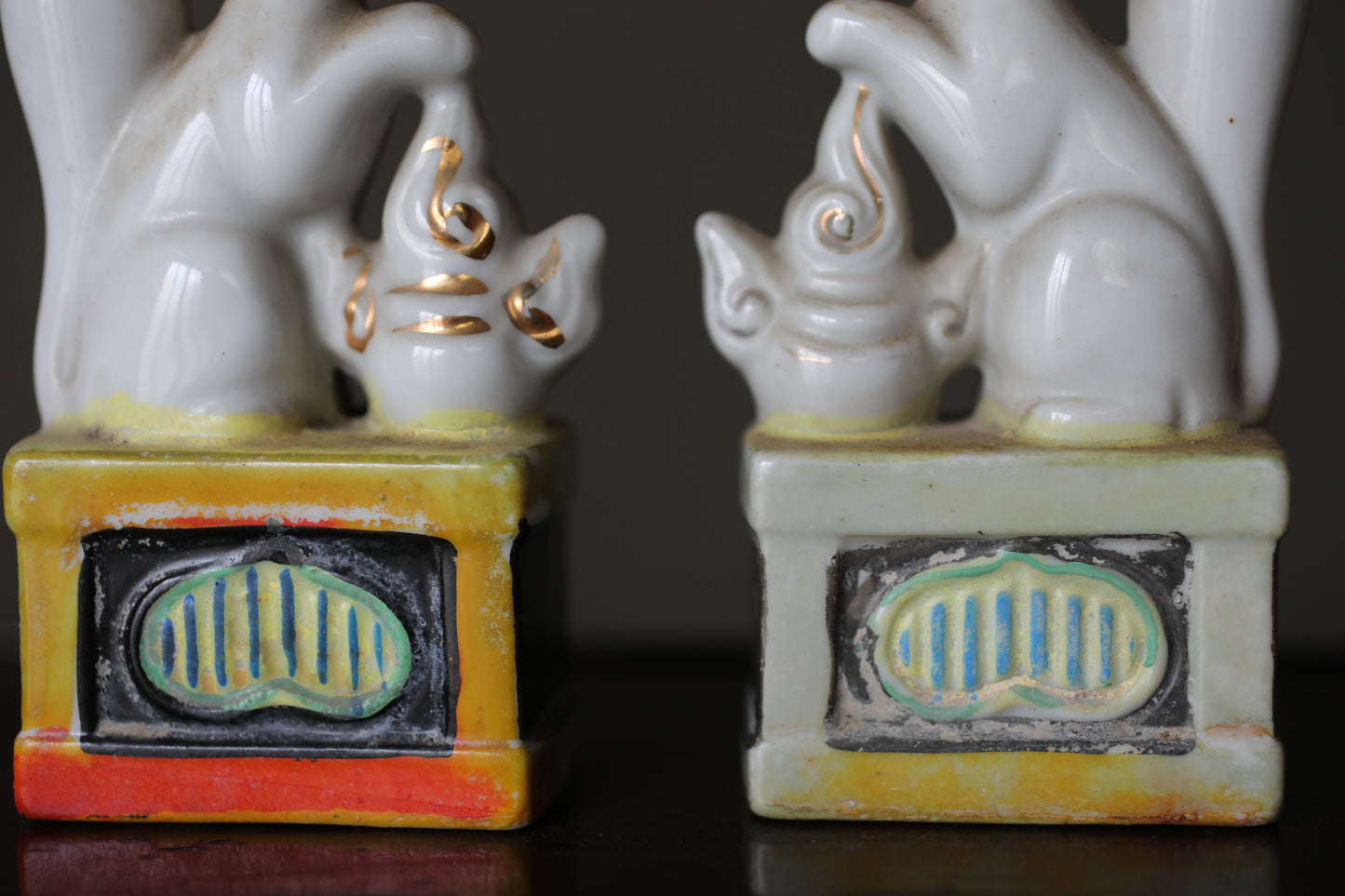 Vintage Japanese Porcelain Kitsune Fox Dolls, Shinto Shrine Altar Art