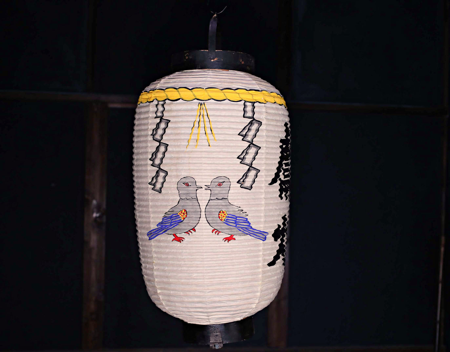 BIG! RARE! Japanese vintage hanging paper lantern Candle holder for the shrine temple Light offered to God "chouchin" H27.2in/H69cm