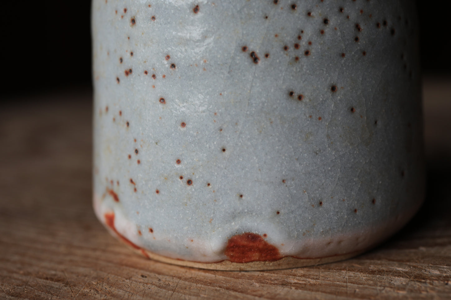 Japanese vintage hand made ceramic small jar flower vase Shino ware for Tea ceremony, IKEBANA H5.9in/H15cm