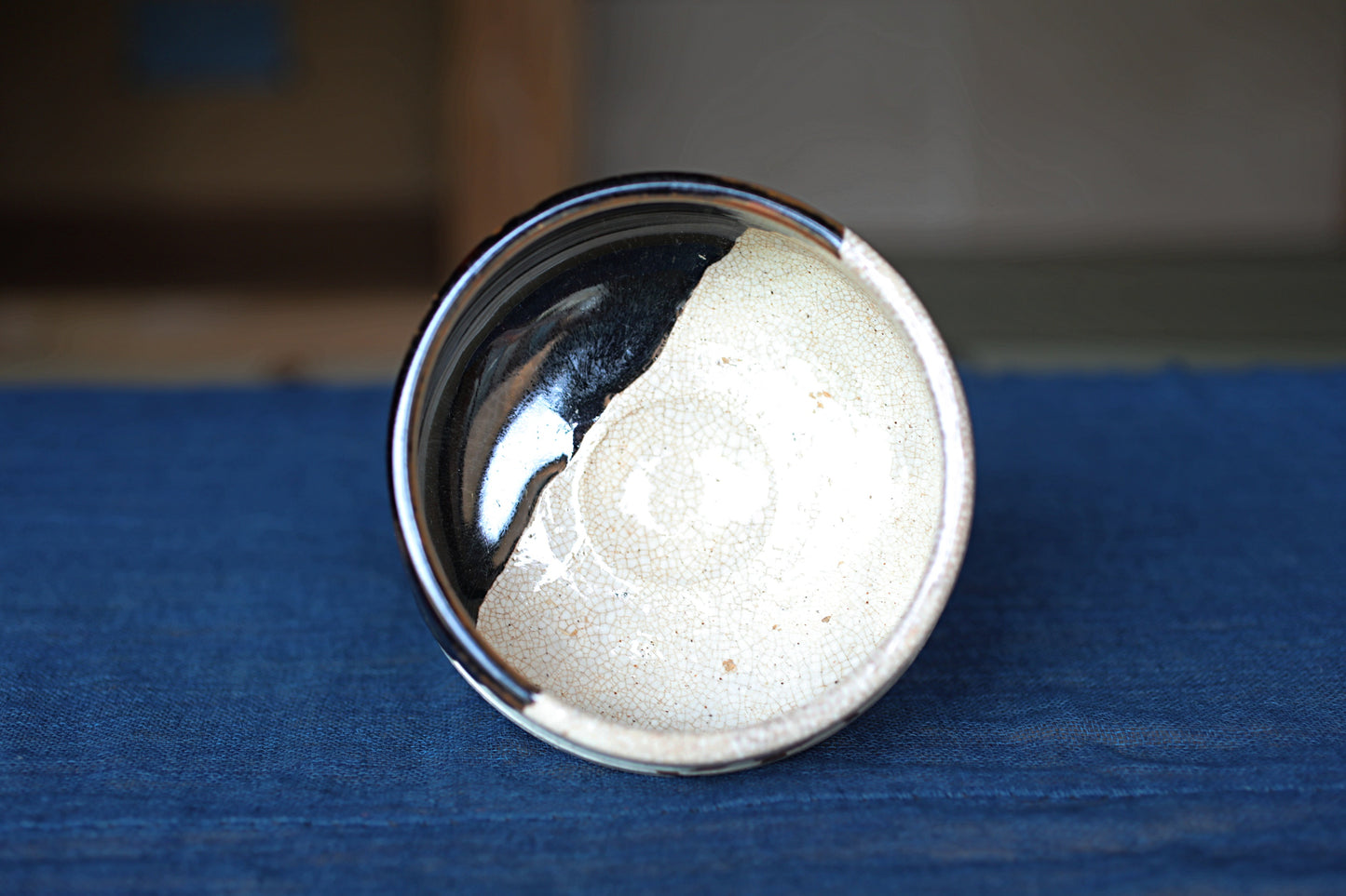 Green tea bowl Japanese antique CHAWAN black "ORIBE" Signed ware handmade Matcha Tea Cup Tea Ceremony ceramic with box W5.1in/ W13cm