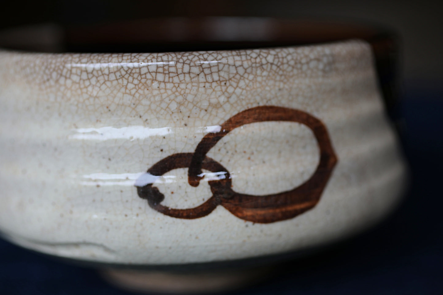 Green tea bowl Japanese antique CHAWAN black "ORIBE" Signed ware handmade Matcha Tea Cup Tea Ceremony ceramic with box W5.1in/ W13cm